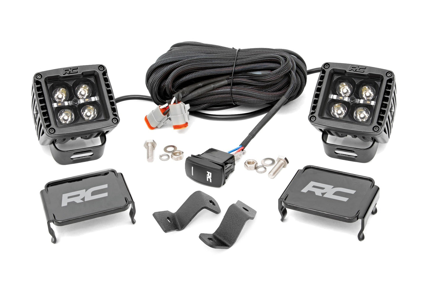 Rough Country 71031 LED Light Pair | Ditch Mount | 2" Black DRL | Ford F-150 (15-25)/F-150 Lightning (22-25)