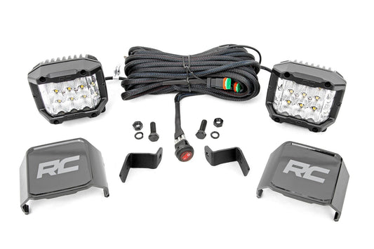 Rough Country 71033 LED Light | Ditch Mount | 2" Chrome Pair | Wide Angle | Ford F-150 (15-24)