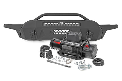 Rough Country 10716 Front Bumper | High Clearance | 12000-Lb Pro Series Winch | Synthetic Rope Toyota Tacoma 4WD (16-23)