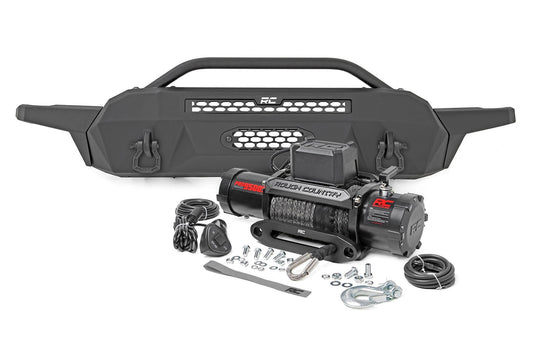 Rough Country 10716 Front Bumper | High Clearance | 12000-Lb Pro Series Winch | Synthetic Rope Toyota Tacoma 4WD (16-23)