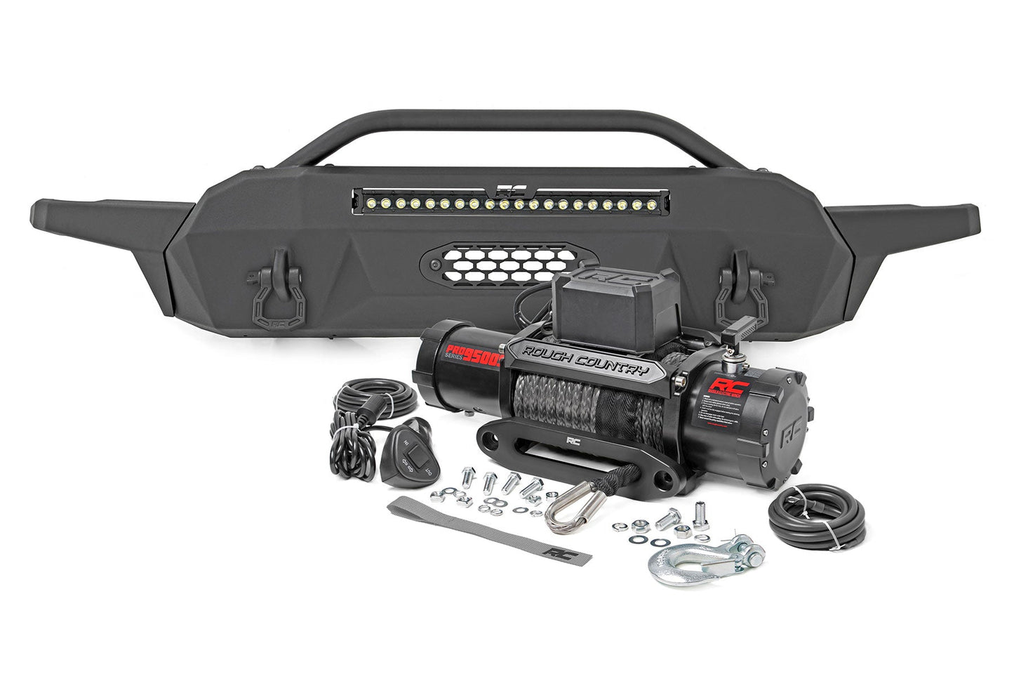 Rough Country 10728 Front Bumper | Hybrid | 20" Blk LED | 95000S | Toyota Tacoma 2WD/4WD (16-23)