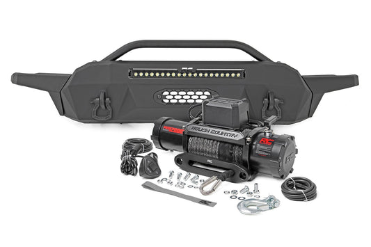 Rough Country 10723 Front Bumper | Hybrid | 20" Blk LED | 12000-Lb Winch Syn | Toyota Tacoma (16-23)