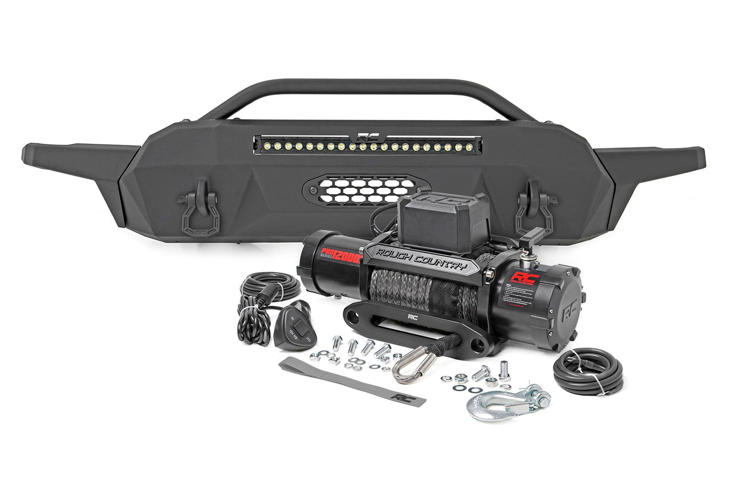 Rough Country 10729 Front Bumper | Hybrid | 20" Blk White DRL LED | Toyota Tacoma 2WD/4WD (16-23)