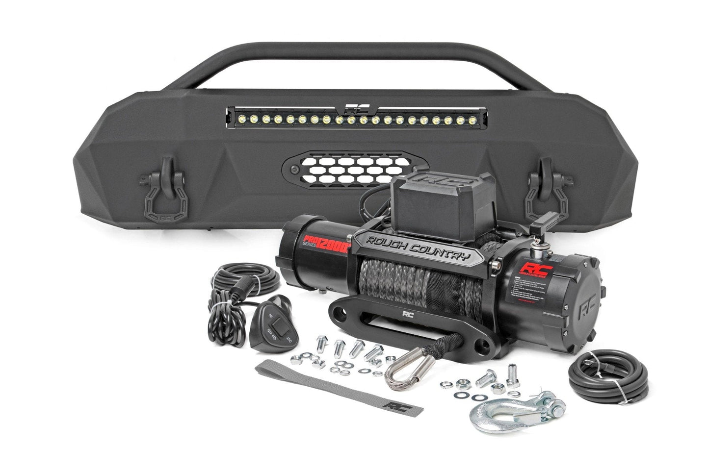 Rough Country 10727 Front Bumper | Hybrid | 20" Blk DRL LED | Toyota Tacoma 4WD (2016-2023)