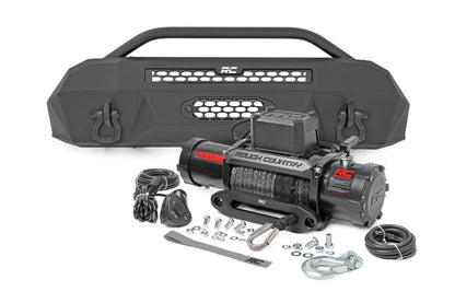 Rough Country 10714 Front Bumper | Hybrid | 9500-Lb Pro Series Winch | Synthetic Rope | Toyota Tacoma (16-23)