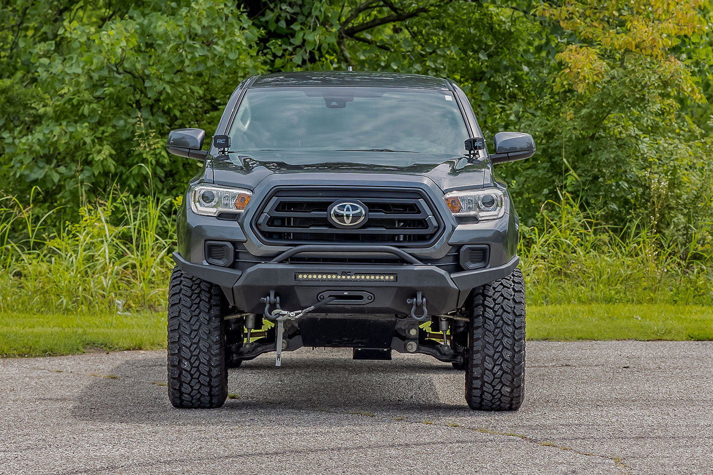 Rough Country 10716 Front Bumper | High Clearance | 12000-Lb Pro Series Winch | Synthetic Rope Toyota Tacoma 4WD (16-23)