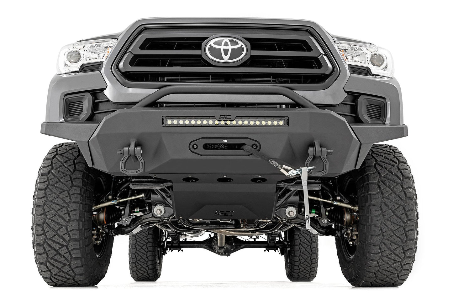 Rough Country 10725 Front Bumper | High Clearance | Hybrid | 20" Blk DRL LED | Toyota Tacoma (16-23)