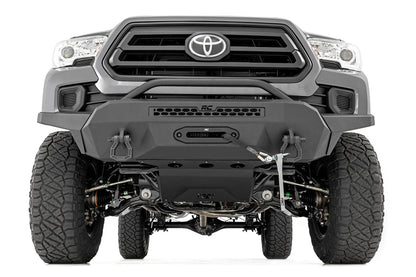 Rough Country 10716 Front Bumper | High Clearance | 12000-Lb Pro Series Winch | Synthetic Rope Toyota Tacoma 4WD (16-23)