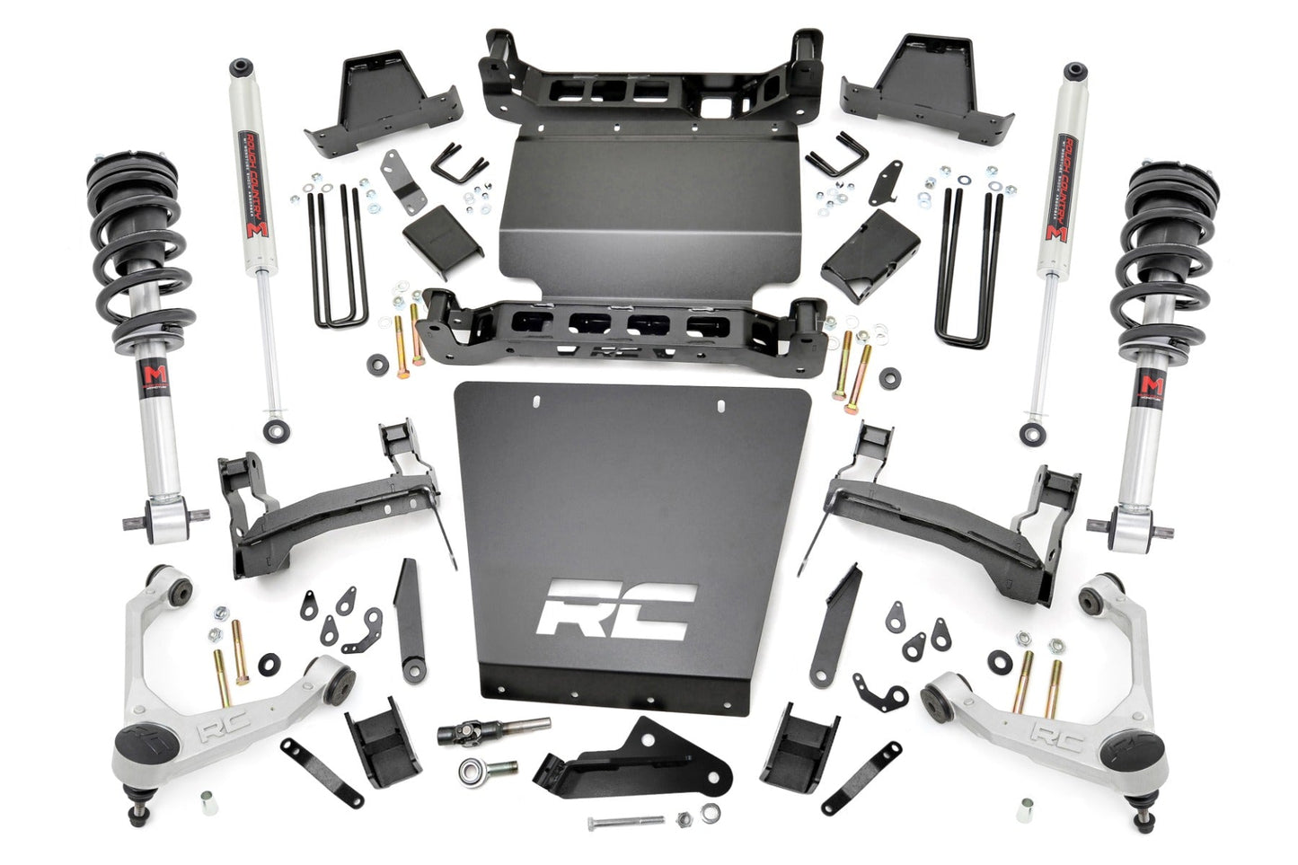 Rough Country 11640 7 Inch Stamped Steel LCA Lift Kit | Forged UCA | Bracket | M1 Struts/M1 | Chevy/GMC 1500 (16-18)