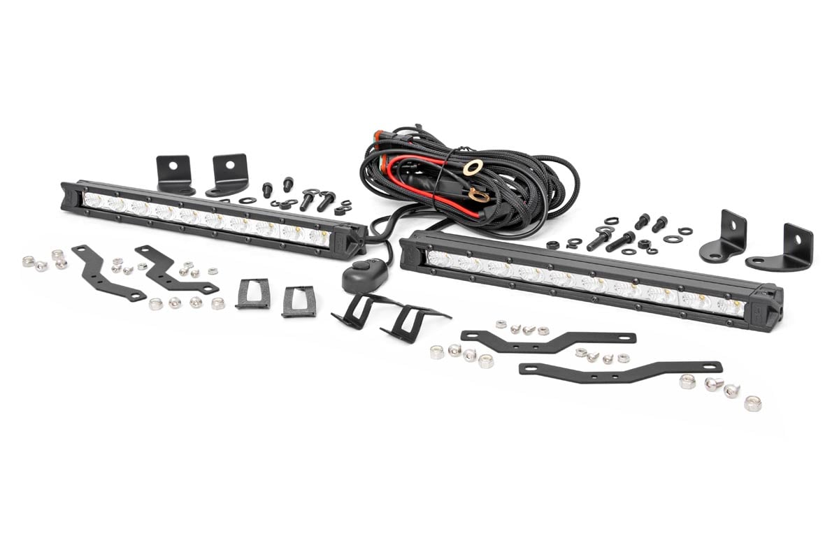 Rough Country 70809 LED Light Kit | Grille Mount | 10" Chrome Slimline Pair | Ford F-150 (18-20)