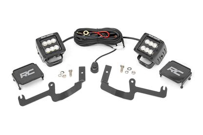 Rough Country 70842 LED Light Kit | Ditch Mount | 2" Black Pair | Flood | Chevy Silverado 1500 (19-26)