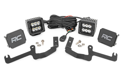 Rough Country 70841 LED Light Kit | Ditch Mount | 2" Black Pair | Spot | Chevy Silverado 1500 (19-26)