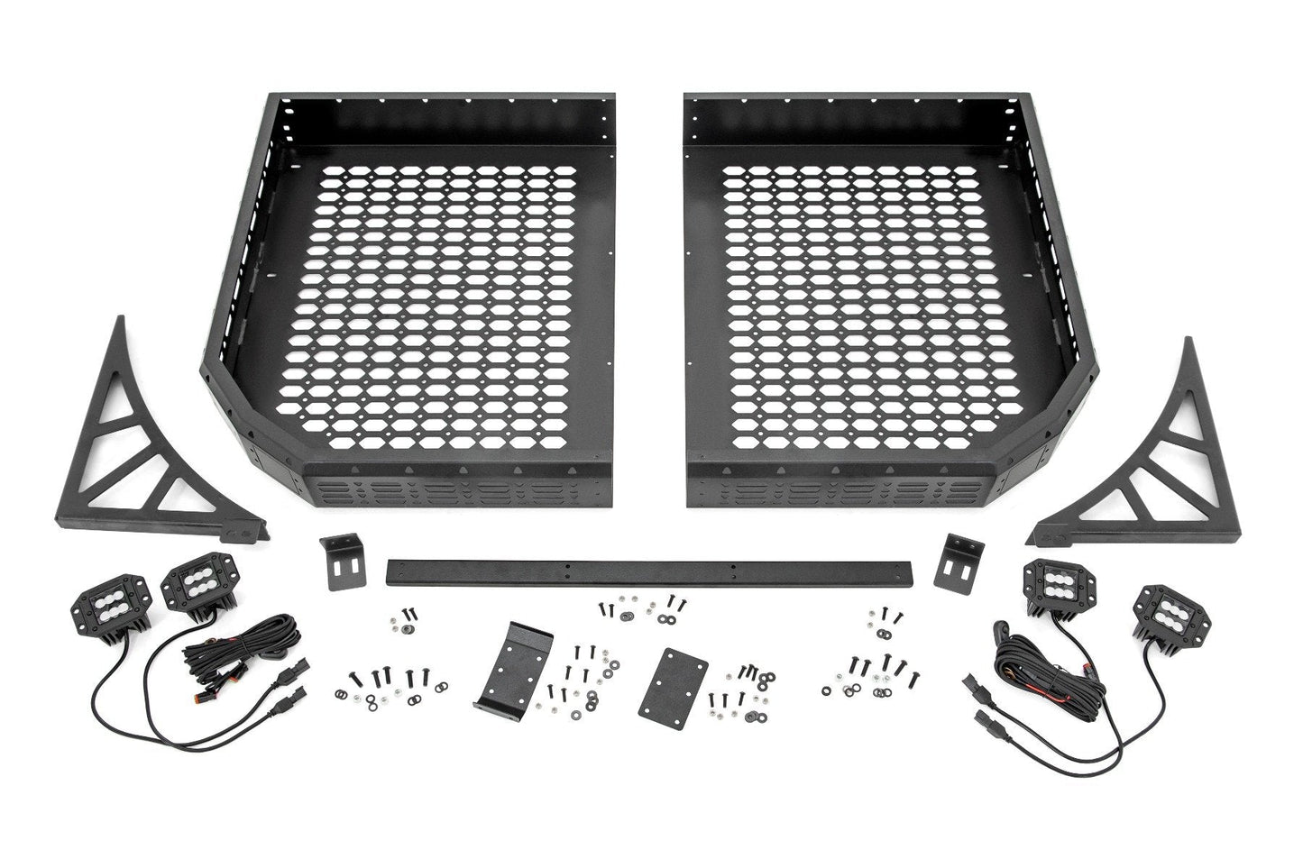 Rough Country 93057 Cargo Rack | Dual 2" Black LED Pairs | Flush Mount | Polaris Ranger XP 1000