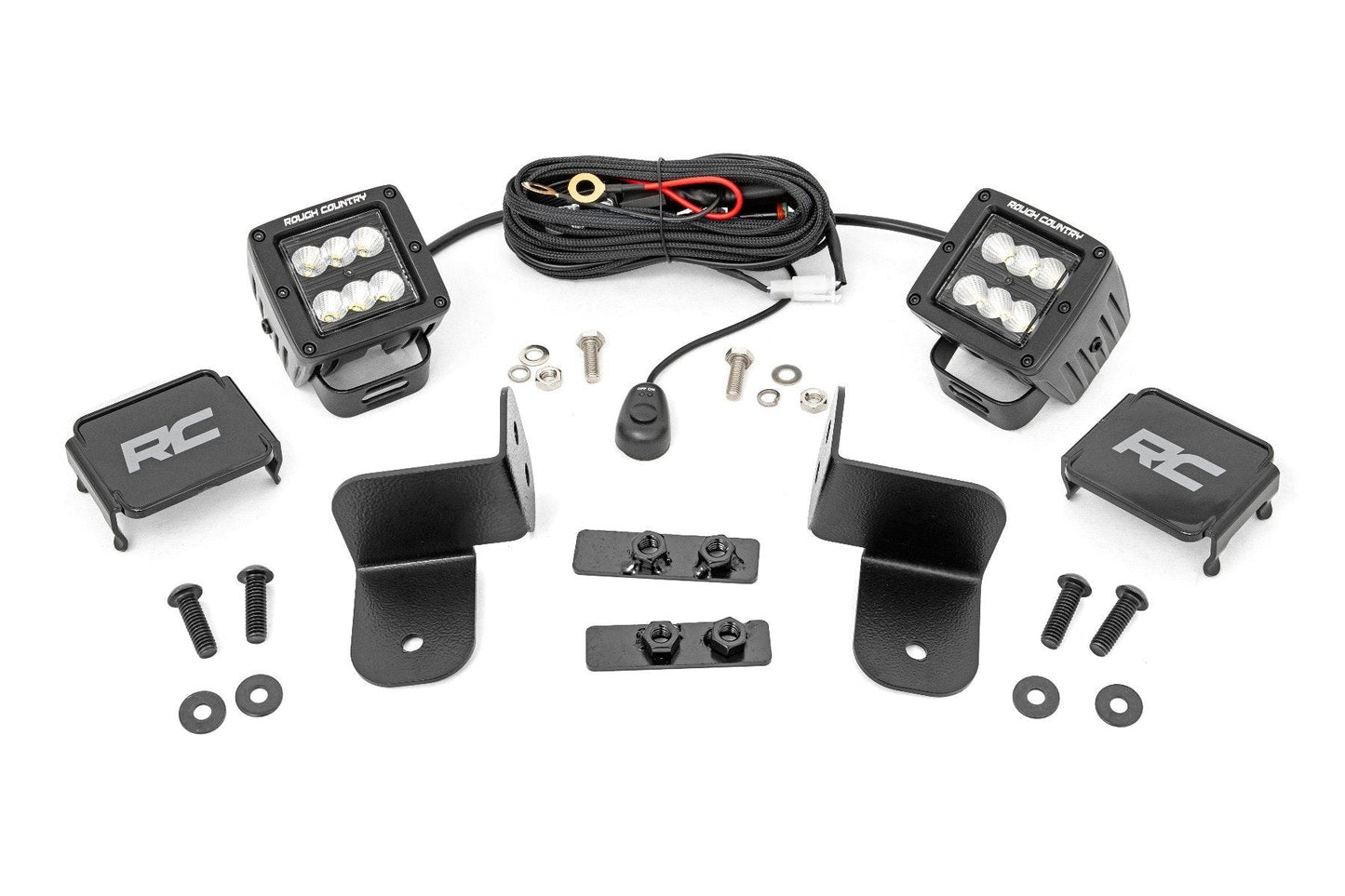 Rough Country 93083 LED Light Kit | Rear Mount | 2" Black Pair | Flood | Polaris Ranger XP 1000