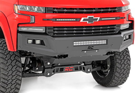 Rough Country 10757A High Clearance Front Bumper | LED Lights & Skid Plate | Chevy Silverado 1500 (19-22)