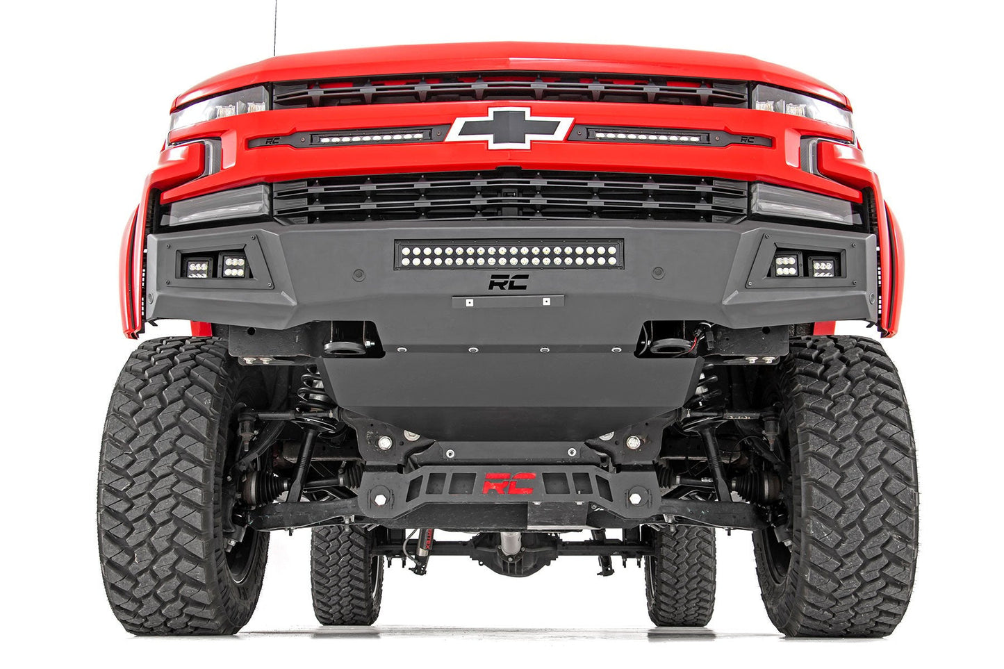 Rough Country 10757A High Clearance Front Bumper | LED Lights & Skid Plate | Chevy Silverado 1500 (19-22)