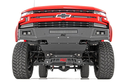 Rough Country 10757A High Clearance Front Bumper | LED Lights & Skid Plate | Chevy Silverado 1500 (19-22)