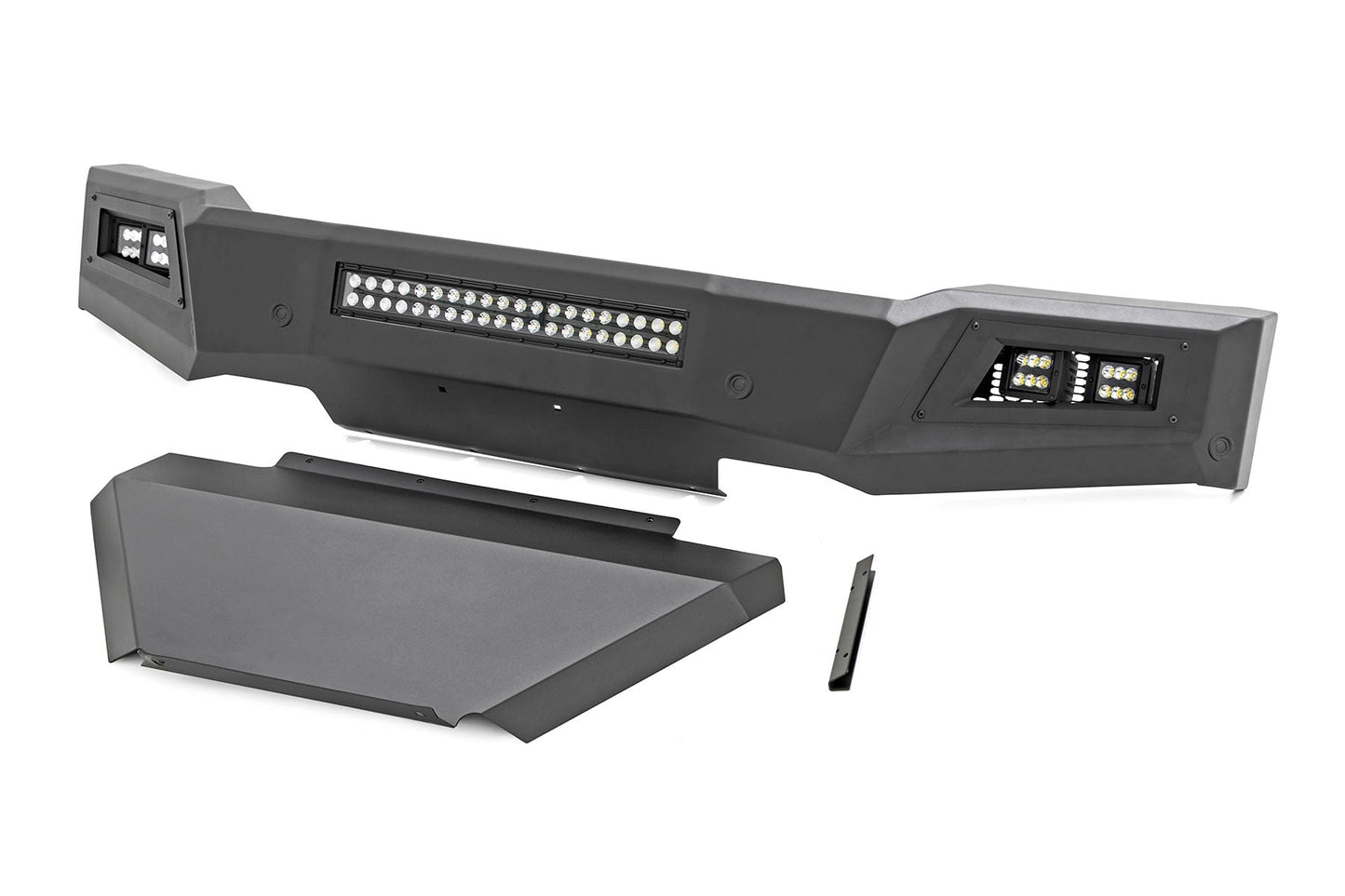 Rough Country 10757A High Clearance Front Bumper | LED Lights & Skid Plate | Chevy Silverado 1500 (19-22)