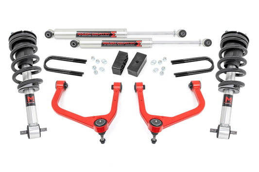 Rough Country 28840RED 3.5 Inch Lift Kit | Mono Leaf Rear | M1 Struts/M1 | GMC Sierra 1500 2WD/4WD (2019-2024 & Classic)