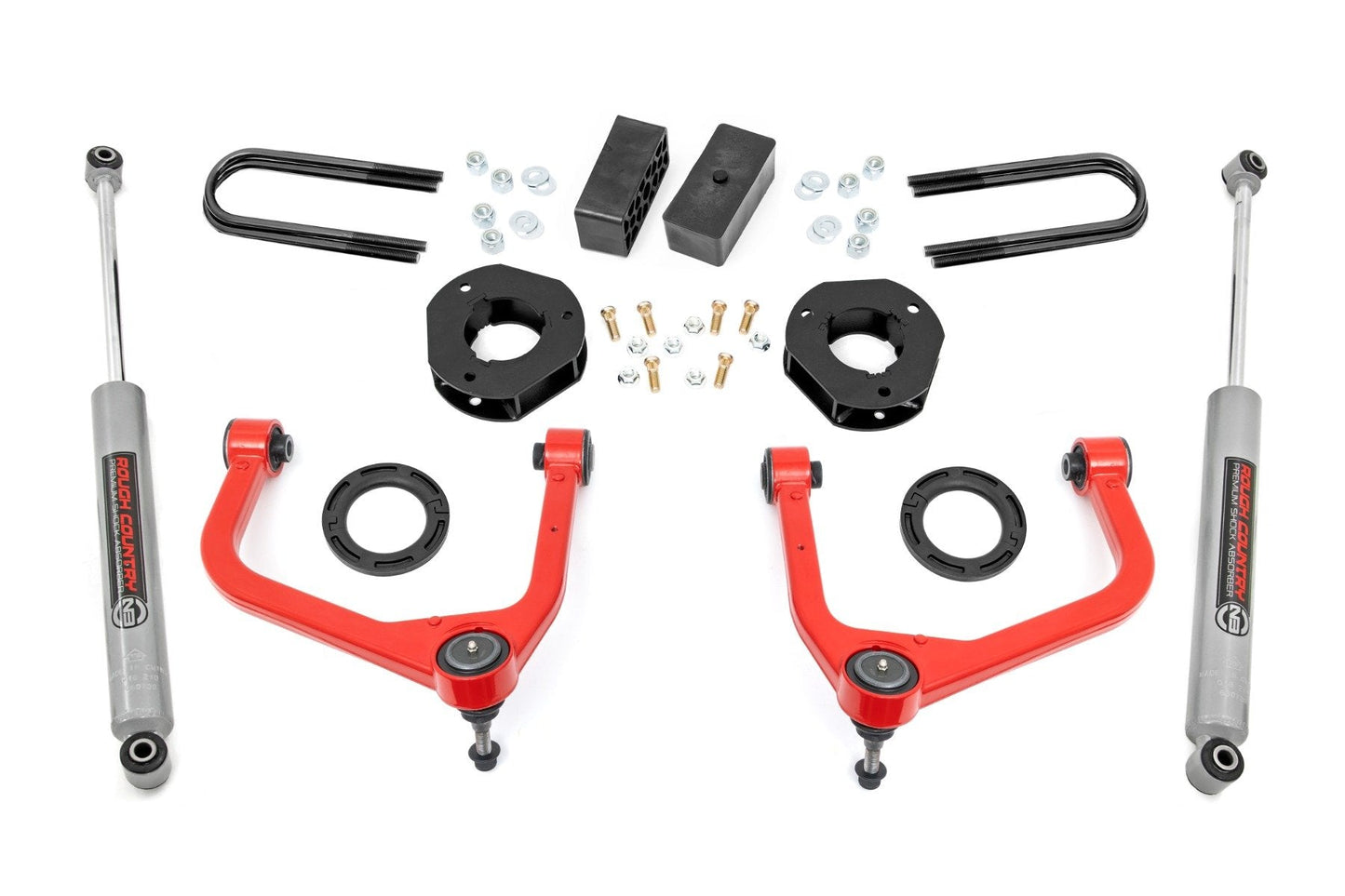 Rough Country 28830RED 3.5 Inch Lift Kit | Mono Leaf Rear | GMC Sierra 1500 2WD/4WD (2019-2024 & Classic)