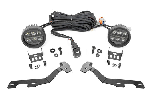 Rough Country 82294 LED Light Kit | Ditch Mount | Black Series Round | 3.5 Inch | Amber DRL | Ram 1500 (19-26)