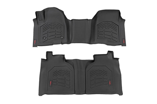 Rough Country SM21613 Sure-Fit Floor Mats | FR & RR | FR Over Hump | Crew | Chevy/GMC 1500/2500HD/3500HD (19-26)