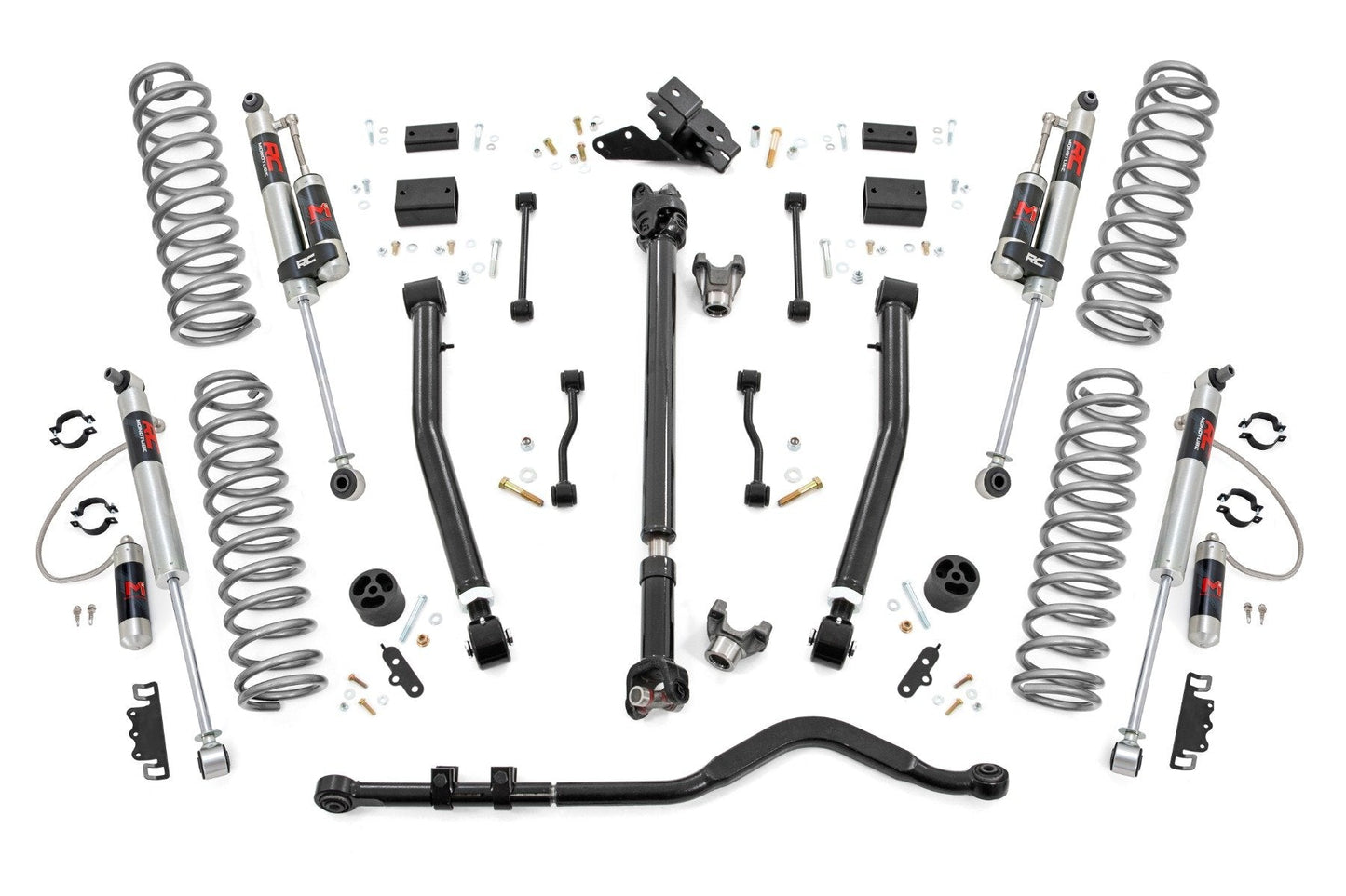 Rough Country 65544 3.5 Inch Lift Kit | Adj Lower | FR D/S | M1R | Jeep Wrangler Unlimited 4WD (18-23)