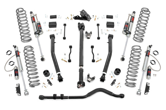 Rough Country 69144 3.5 Inch Lift Kit | Adj Lower | FR D/S | M1R | Jeep Wrangler Unlimited Rubicon (18-23)