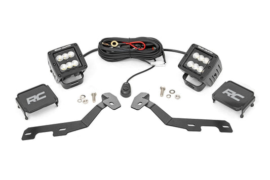 Rough Country 82291 LED Light Kit | Ditch Mount | 2" Black Pair | Flood | Ram 1500 2WD/4WD (19-26)