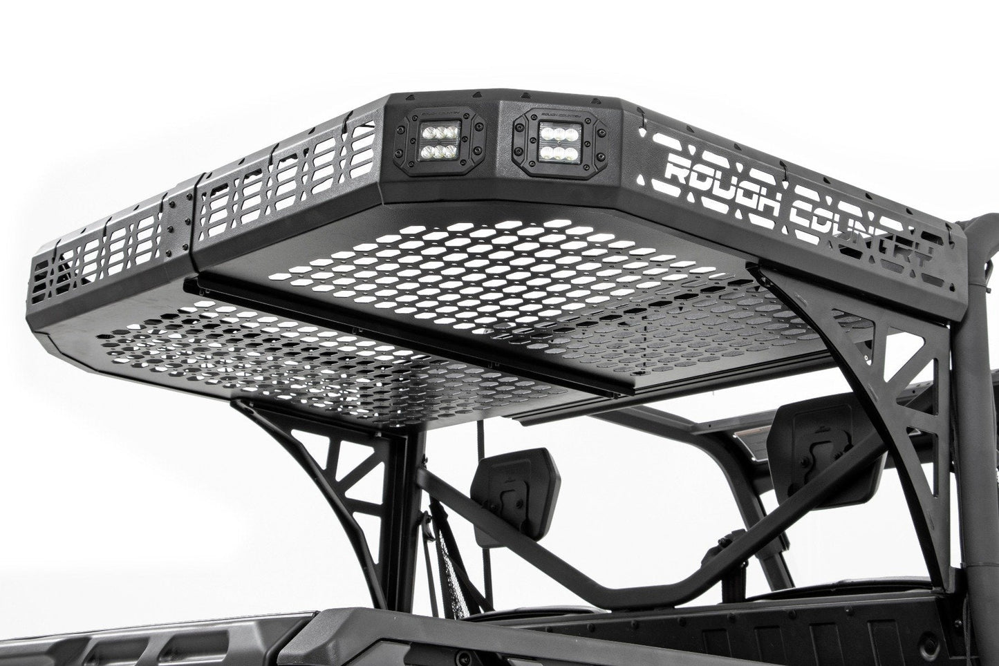 Rough Country 97027 Cargo Rack | Dual 2" Black LED Pairs | Flush Mount | Can-Am Defender HD 5/HD 8/HD 9/HD 10