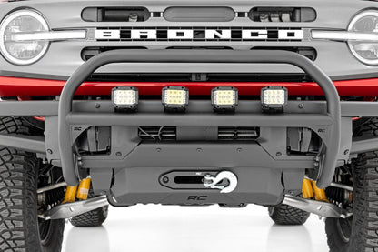 Rough Country 51104 Nudge Bar | 4 Inch Round Led (x4) | OE Modular Steel | Ford Bronco 4WD (21-25)