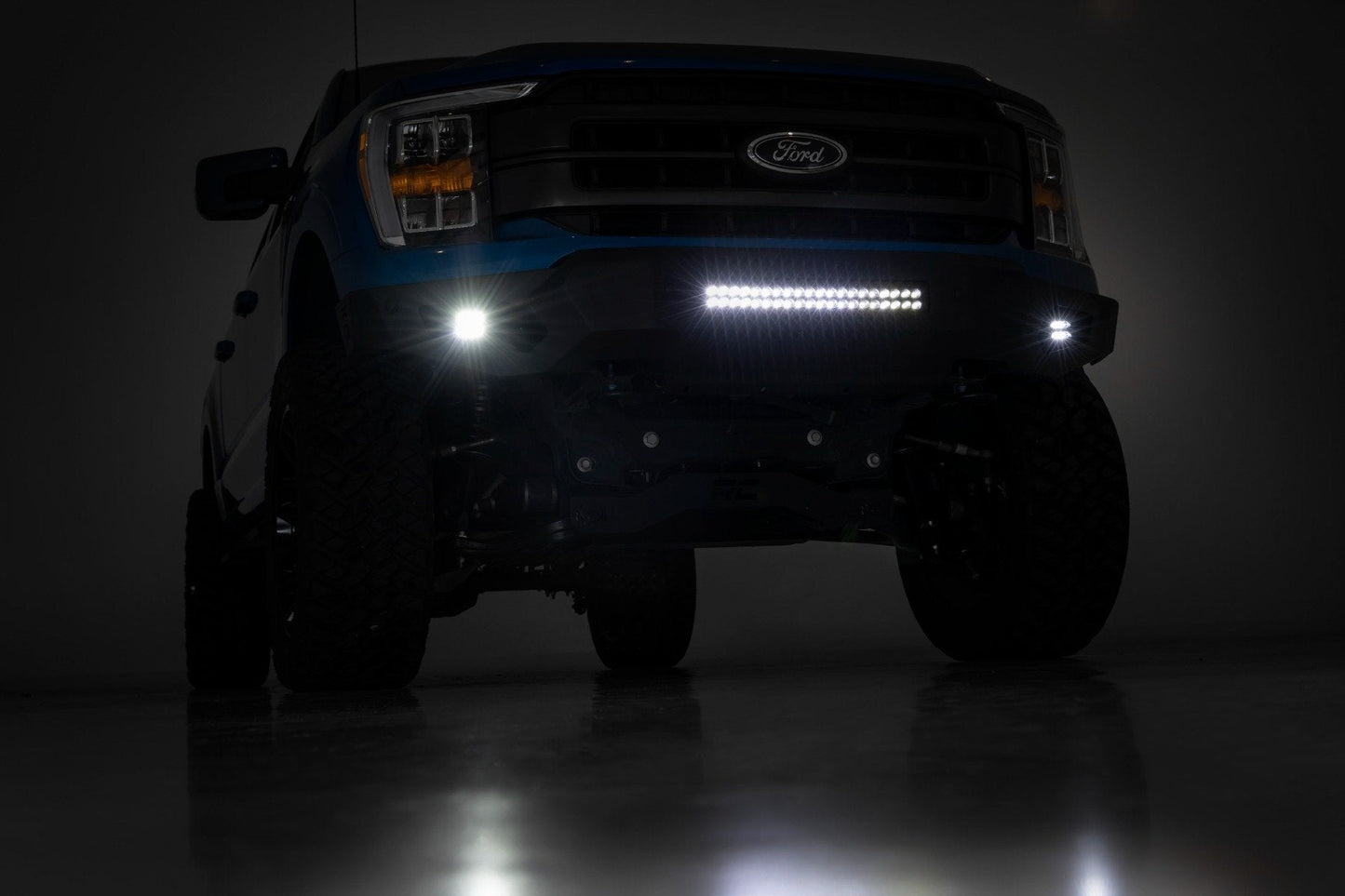 Rough Country 10809A High Clearance Front Bumper | LED Lights & Skid Plate | Ford F-150 (21-23)