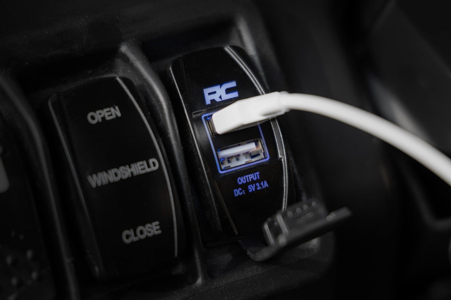 Rough Country 709USB USB Switch Insert | 2x1 with Logo | Blue Back Light