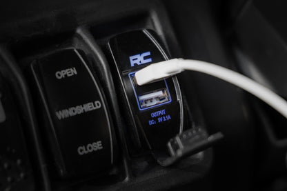 Rough Country 709USB USB Switch Insert | 2x1 with Logo | Blue Back Light
