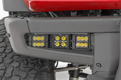 Rough Country 51085 LED Light Kit | Fog Mount | Triple 2" Black Pair | Spot | Ford Bronco (21-25)