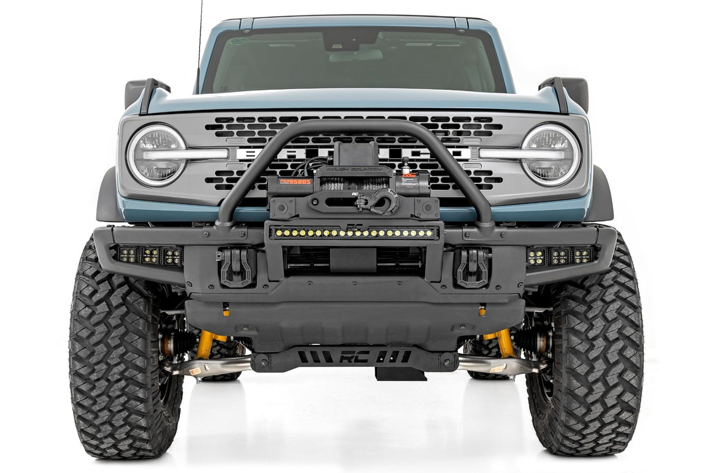 Rough Country 51096 High Winch Mount | All Models | 9500S | 20 Inch Black Single Row LED | Ford Bronco (21-25)