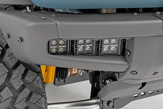 Rough Country 51086 LED Light Kit | Fog Mount | Triple 2" Black Pair | Flood | Ford Bronco (21-25)