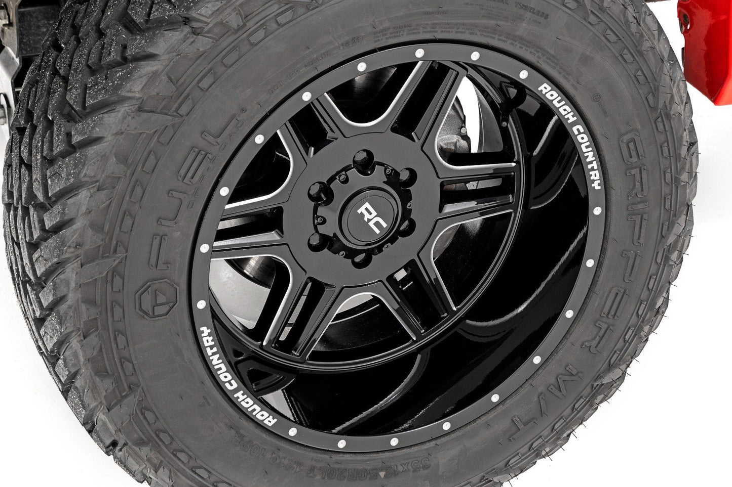 Rough Country 92201212 Rough Country 92 Series Wheel | Machined One-Piece | Gloss Black | 20x12 | 6x5.5 | -44mm