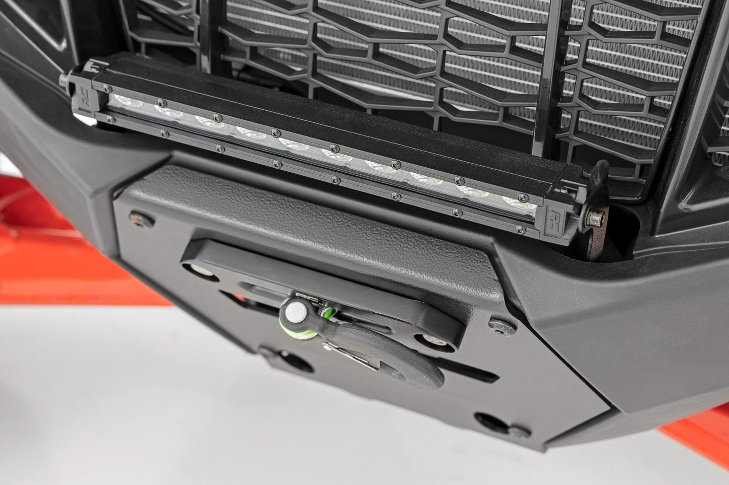 Rough Country 93140 LED Light | Winch Mount | Front | 10" Black Slimline | Polaris RZR Pro R