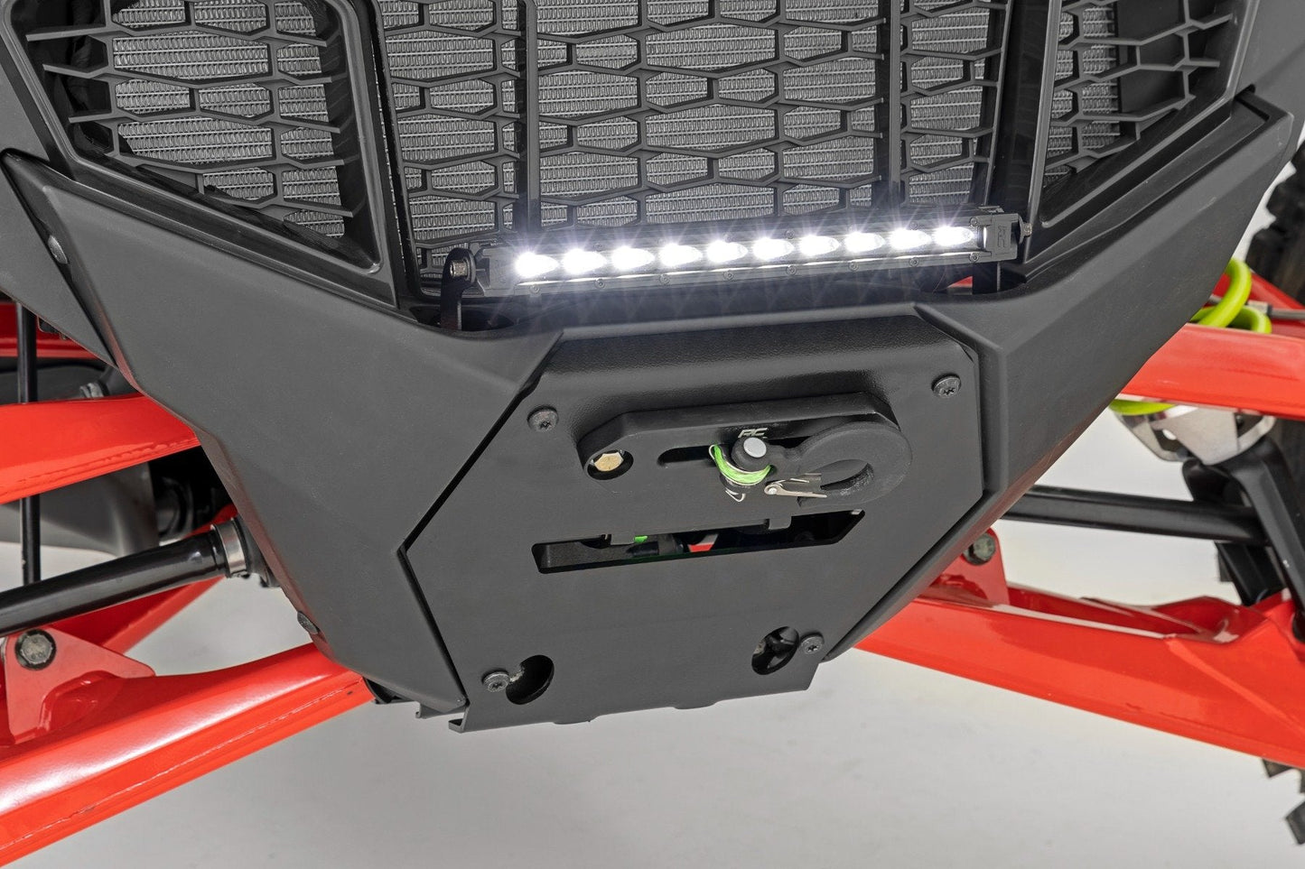 Rough Country 93140 LED Light | Winch Mount | Front | 10" Black Slimline | Polaris RZR Pro R