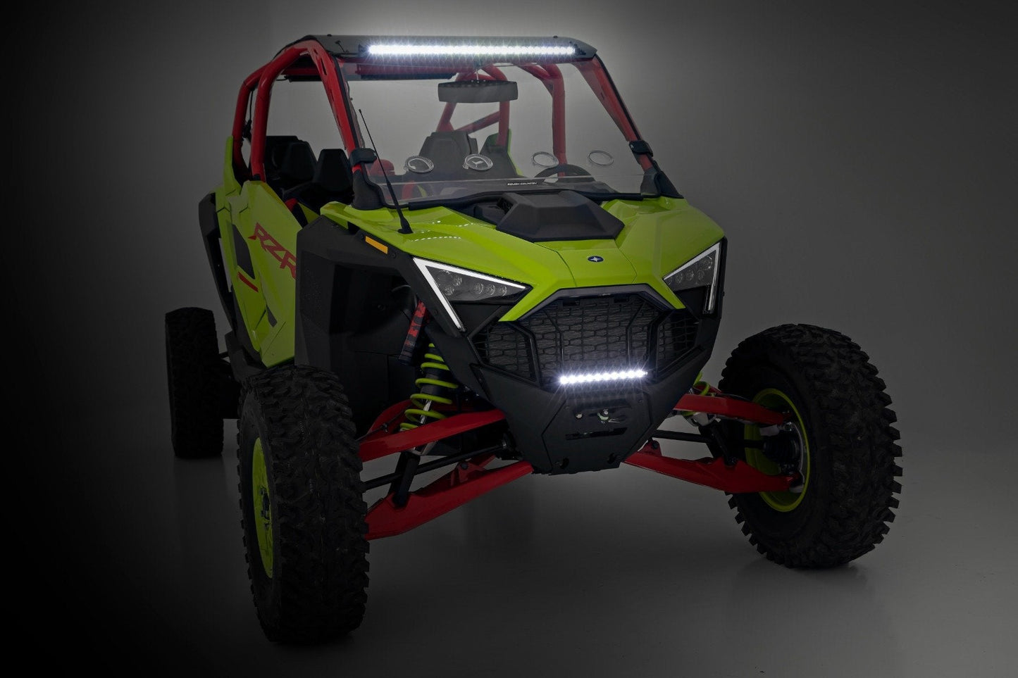 Rough Country 93140 LED Light | Winch Mount | Front | 10" Black Slimline | Polaris RZR Pro R