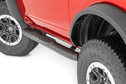 Rough Country 21012 Oval Nerf Steps | 2-Door | Black | Ford Bronco (2 Door) 4WD (2021-2025)
