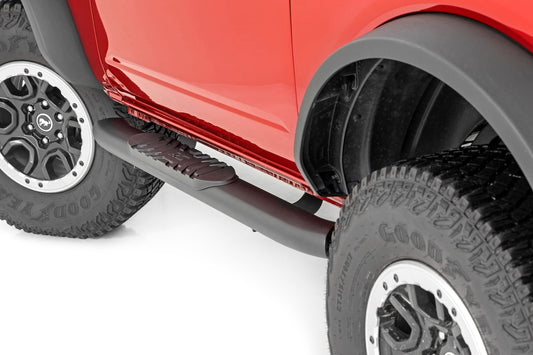 Rough Country 21012 Oval Nerf Steps | 2-Door | Black | Ford Bronco (2 Door) 4WD (2021-2025)