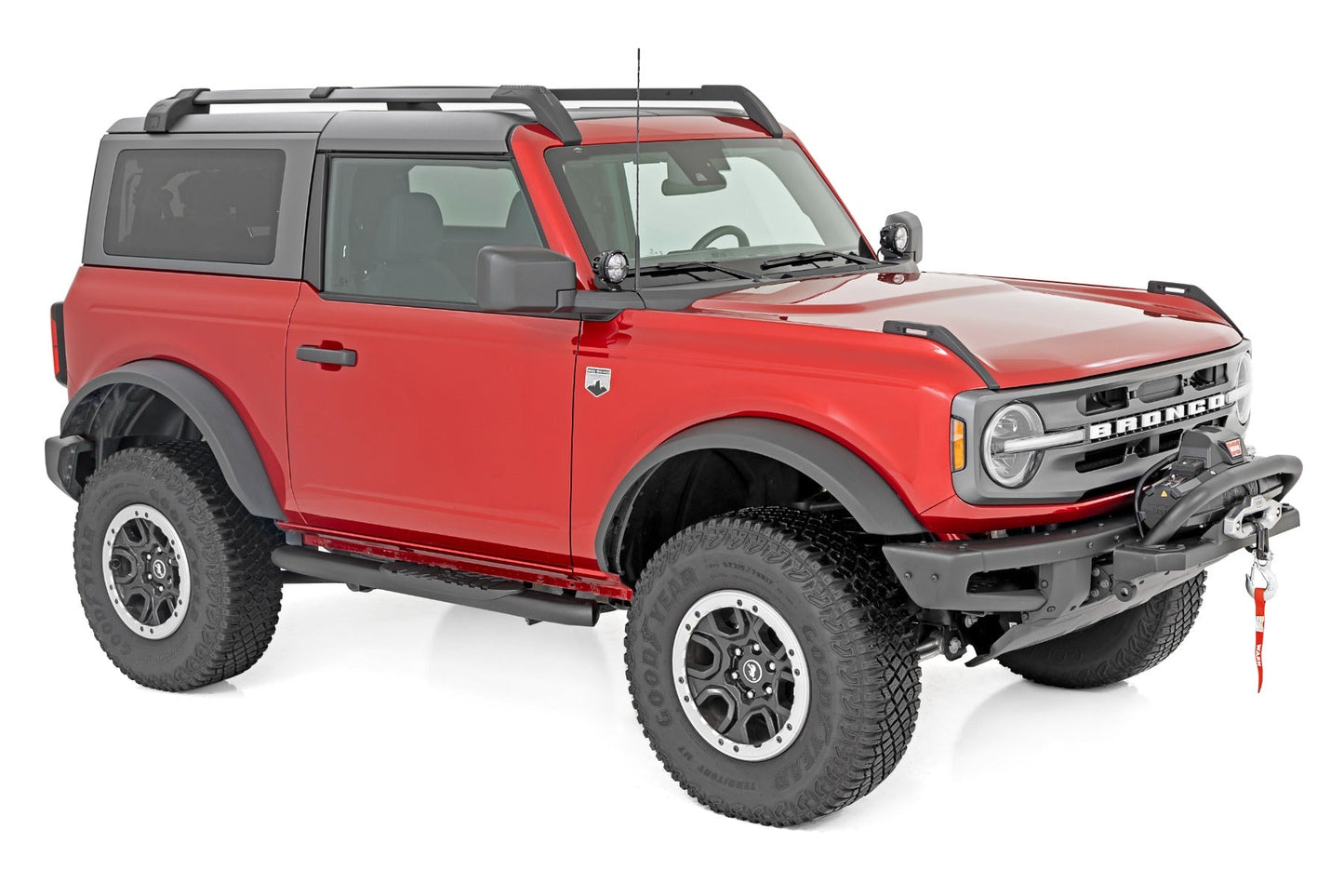 Rough Country 21012 Oval Nerf Steps | 2-Door | Black | Ford Bronco (2 Door) 4WD (2021-2025)