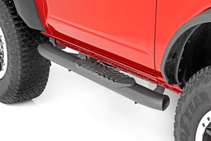 Rough Country 21012 Oval Nerf Steps | 2-Door | Black | Ford Bronco (2 Door) 4WD (2021-2025)