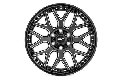 Rough Country 95201012M Rough Country 95 Series Wheel | Machined One-Piece | Gloss Black | 20x10 | 6x5.5 | -25mm