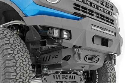 Rough Country 51084 Front Bumper | Modular | Stubby Wings | Flood | Fog | Ford Bronco 4WD (21-25)