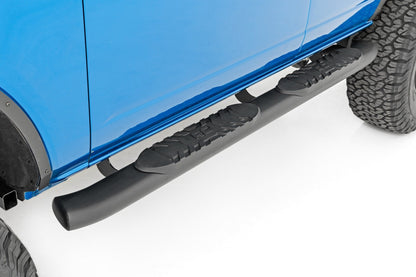 Rough Country 21011 Oval Nerf Step | 4-Door | Black | Ford Bronco 4WD (2021-2025)