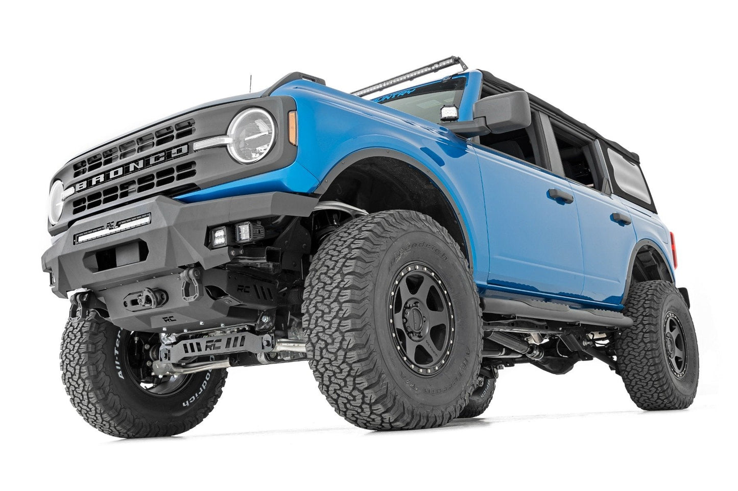 Rough Country 21011 Oval Nerf Step | 4-Door | Black | Ford Bronco 4WD (2021-2025)