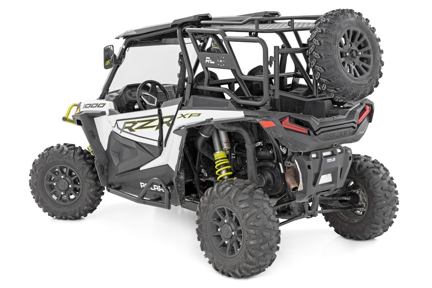 Rough Country 93141 Tubular Rear Cargo Rack | Spare Tire Mount | Polaris RZR XP 1000